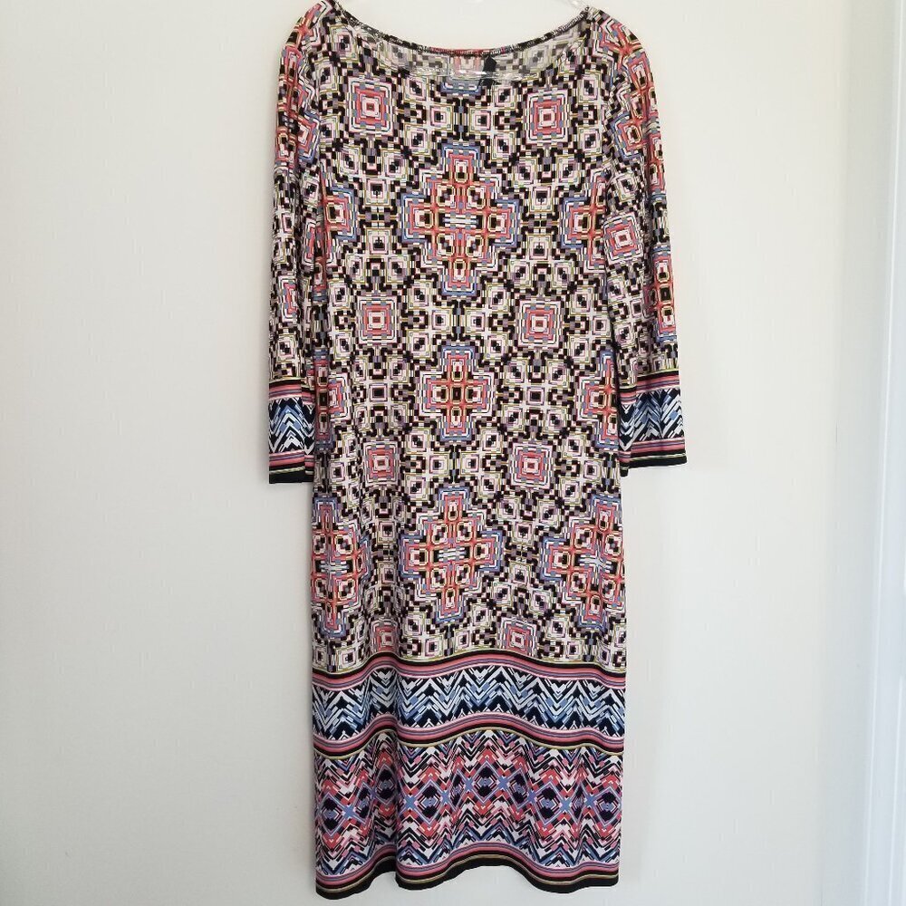 Maggy London Women's Geometric Abstract Boho Hippie Psychedelic Multicolor Sz 8